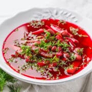 vegán borscs recept céklával, vörösbabbal