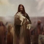Képkocka a Christspiracy című dokumentumfilm előzeteséből, melyen Jézus látható egy báránnyal.