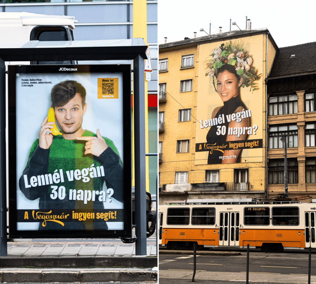 Veganuár plakátok Budapesten 2024 januárjában