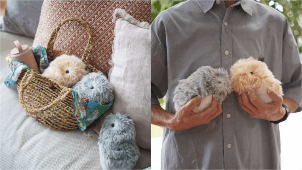 Tengerimalacokra emlékeztető robotállatok szürke és vöröses barna színben